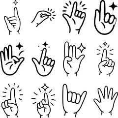 Hand gesture illustration vector set for digital designs and creativity