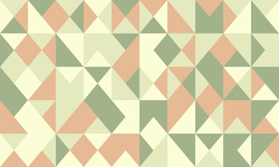 Obraz premium Elegant geometric pattern featuring a calming palette of muted peach, sage green, and cream triangles. Perfect for backgrounds, textiles, or modern design projects.