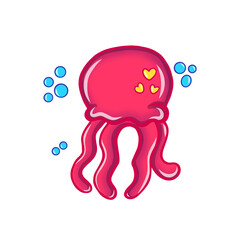 Adorable Jellyfish Cartoon Vector Illustration