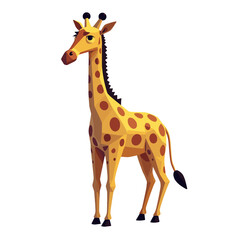 Fototapeta premium Cartoon giraffe standing upright with a playful expression 