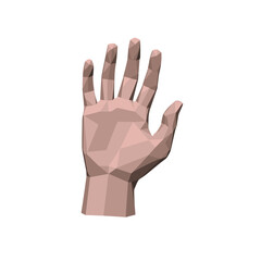 Obraz premium Polygonal hand sculpture in a minimalist design style 