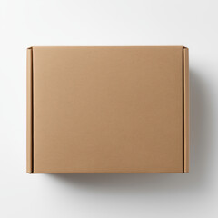 simple, sealed brown cardboard box is placed neatly against a white surface, symbolizing shipping, packaging, delivery, or storage in a minimal and clean setup