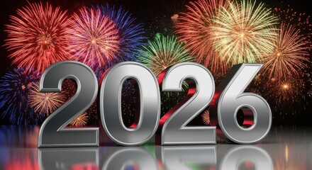 Celebrate new year 2026 with spectacular fireworks display for a bright future