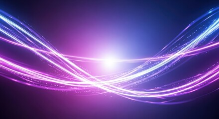 Vibrant neon light streaks flowing through a cosmic nebula with bright center