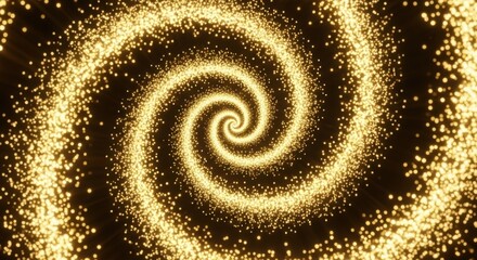 Golden spiral vortex of glittering particles creating a mesmerizing abstract cosmic effect