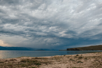 Beautiful clouds over Lake Baikal before the rain