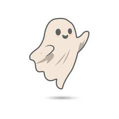 Cute Friendly Ghost Illustration for Halloween, Kids’ Book, Sticker, or Greeting Card Design