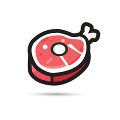 Cartoon Steak With Bone Illustration for Food, Meat, Cooking Illustration