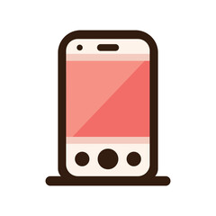 Flat Mobile Smartphone Icon With Pink Screen, Minimal Design, Modern Tech Illustration