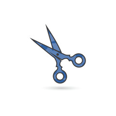 Blue Scissors Icon: Stylized Cutting Tool for Craft, Design