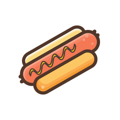Delicious Cartoon Hot Dog With Mustard in Bright Colors