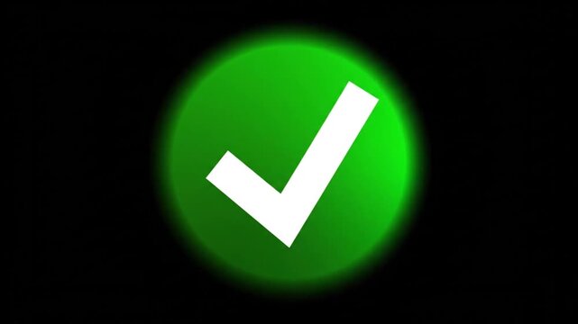 White Green Check Mark in Circle Appears. Flat Vector Illustration Isolated on Green Background 4k Stock Video