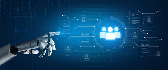 An AI assistant powers a human resources management system for talent acquisition. The platform uses an applicant tracking system to analyze profiles for optimal team building. Fermion