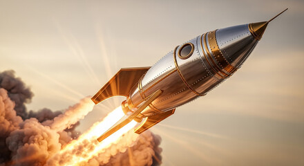 Rocket launching, exploring new horizons, reaching success