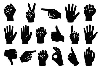 Obraz premium Collection of hand gesture silhouettes in various poses