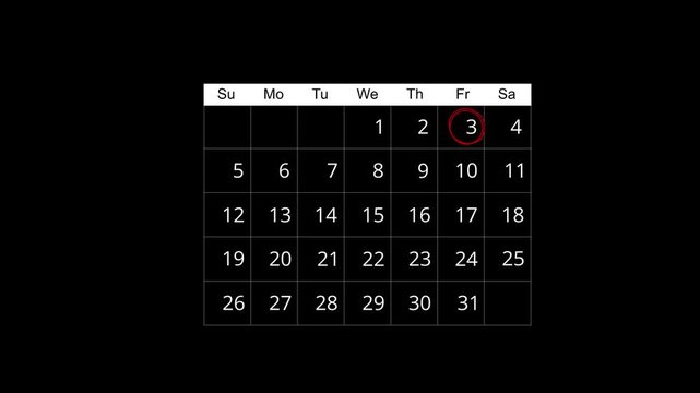 Business manages time for effective work. The 3rd day Highlight by a red circle appointment reminders and meeting agenda on the calendar. Time management concept. 4k