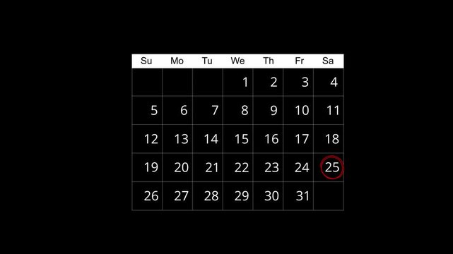 Business manages time for effective work. The 25th day Highlight by a red circle appointment reminders and meeting agenda on the calendar. Time management concept. 4k