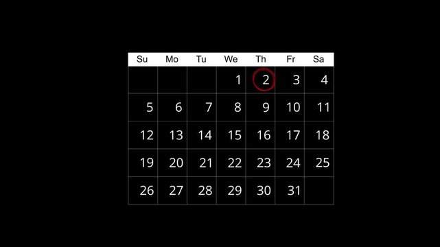 Business manages time for effective work. The 2nd day Highlight by a red circle appointment reminders and meeting agenda on the calendar. Time management concept. 4k