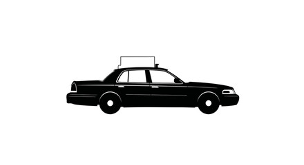Black and white taxi silhouette illustration for urban transportation themes ideal for digital