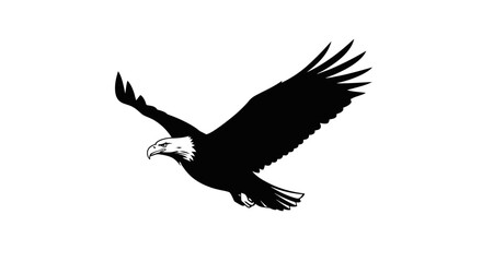 Majestic bald eagle soaring in monochrome vector design showcasing freedom and power