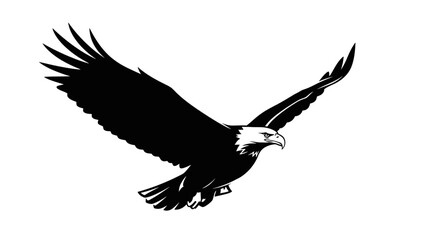 Majestic Bald Eagle Soaring Vector Illustration in Black and White Graphic Style