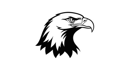 Striking monochrome silhouette illustration of an eagle head in profile view