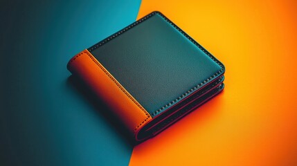 New stylish wallet on colorful background shows modern design and craftsmanship