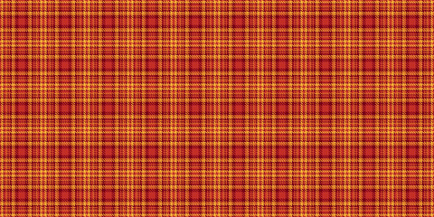 Warm, rustic plaid pattern featuring interwoven shades of red and gold. Evokes autumn, tradition, and comfort. Ideal for backgrounds or textile design.
