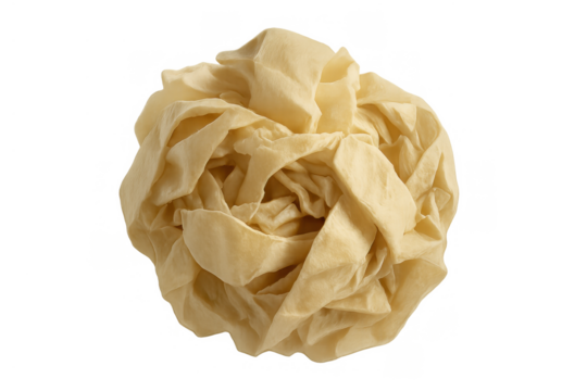 Tofu skin knot, bean curd sheet, crumpled yuba, dried ingredient for vegetarian asian cuisine, transparent background