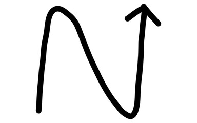 Hand Drawn Forward Arrow Forming the Letter N Doodle Vector