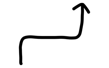 Hand Drawn Upward Arrow with Curved Tail Doodle Vector Icon