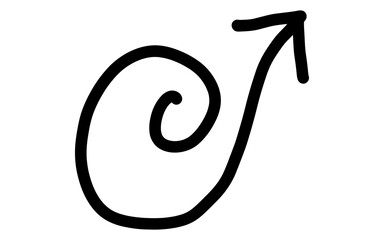 Obraz premium Hand Drawn Forward Arrow with Snail Shell Back Doodle Vector
