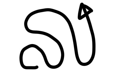 Hand Drawn Winding Snake Like Curving Arrow Doodle Vector Icon