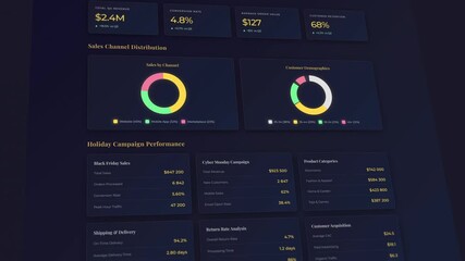 Executive dashboard with holiday campaign metrics and sales analytics display - Powered by Adobe