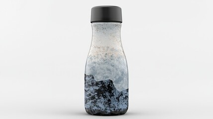 Modern water bottle showcasing artistic design with mountain scenery, perfect for eco-friendly hydration on the go