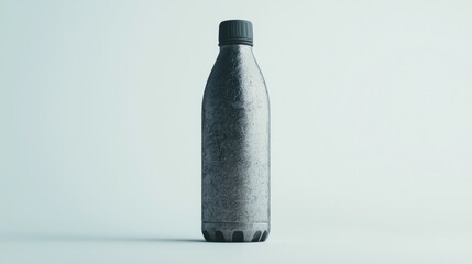 Reusable metallic water bottle stands on a light background highlighting its eco-friendly design and sleek appearance
