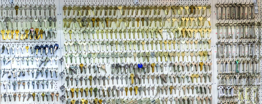 many different Blank Keys at Wall Shelf Locksmith Workshop