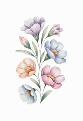 Vintage watercolor blossoms in natural botanical hues.
