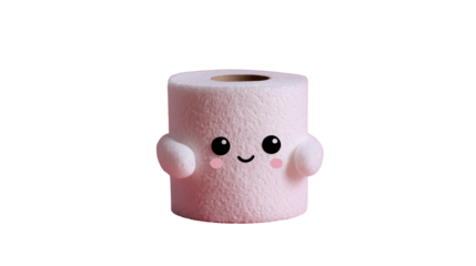 Cute Toilet Paper Roll with Eyes, Smile, and Hands – Funny Cartoon Character