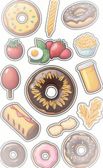 illustration of Colorful Vector Set of Food Stickers
