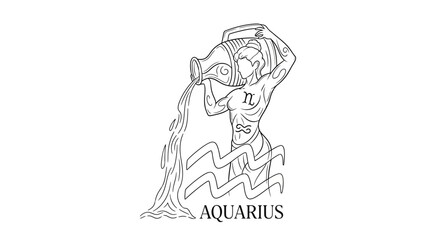 Minimalist aquarius illustration for creative design projects and astrological themes