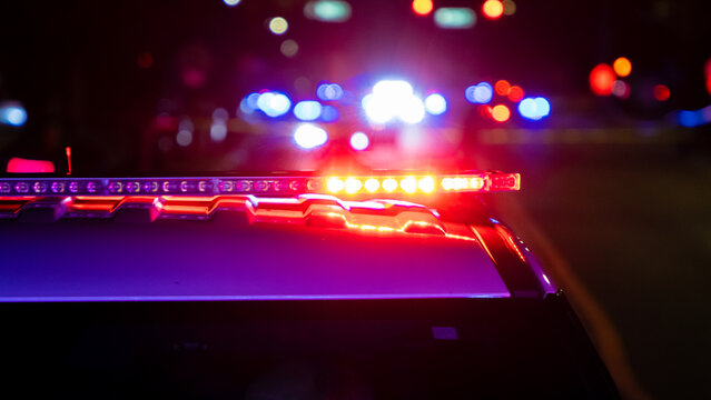 Police lights at a crime scene