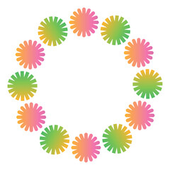 Colorful circular gradient flower frame vector illustration