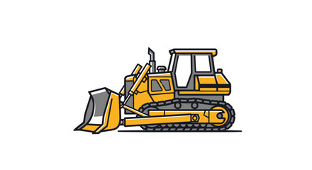 Naklejka premium Stylized bulldozer illustration on a white background showcasing construction vehicle elements