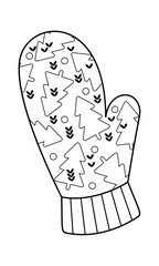 Black-and-white mitten New Year tree