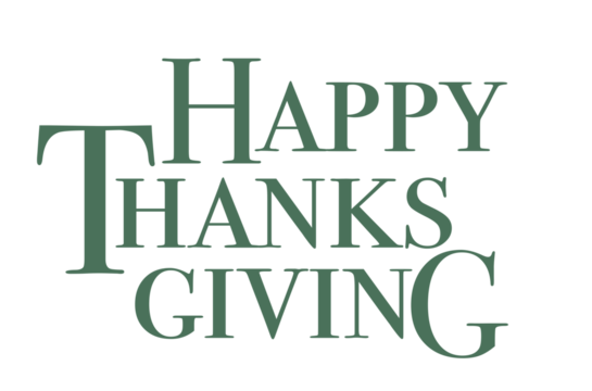 Happy Thanksgiving modern serif PNG, no background
