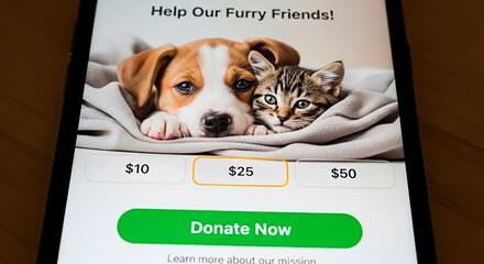 Donation campaign interface for supporting pets.