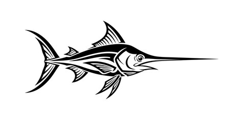 Elegant marlin illustration showcases the majestic aquatic predator in stylized graphics
