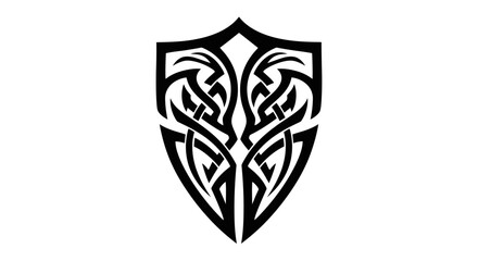 Intricate celtic knot shield design with bold lines showcasing protection and heritage