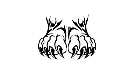 Abstract depiction of sharp claws and mystical decorative patterns with white backdrop